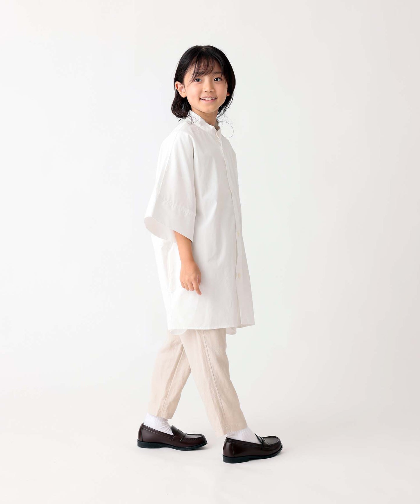 BAND COLLAR H/S SHIRT シェアシャツ 親子兼用