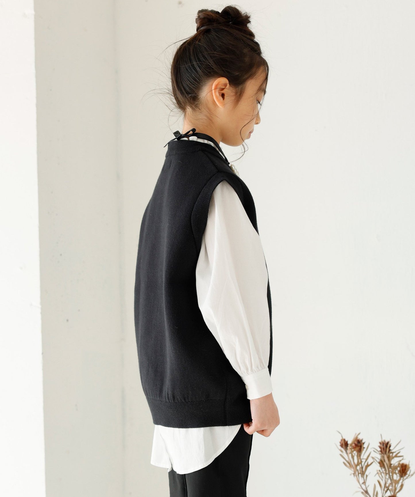 COTTON KNIT VEST  ダブルジャガードルーズベスト［100-145cm］