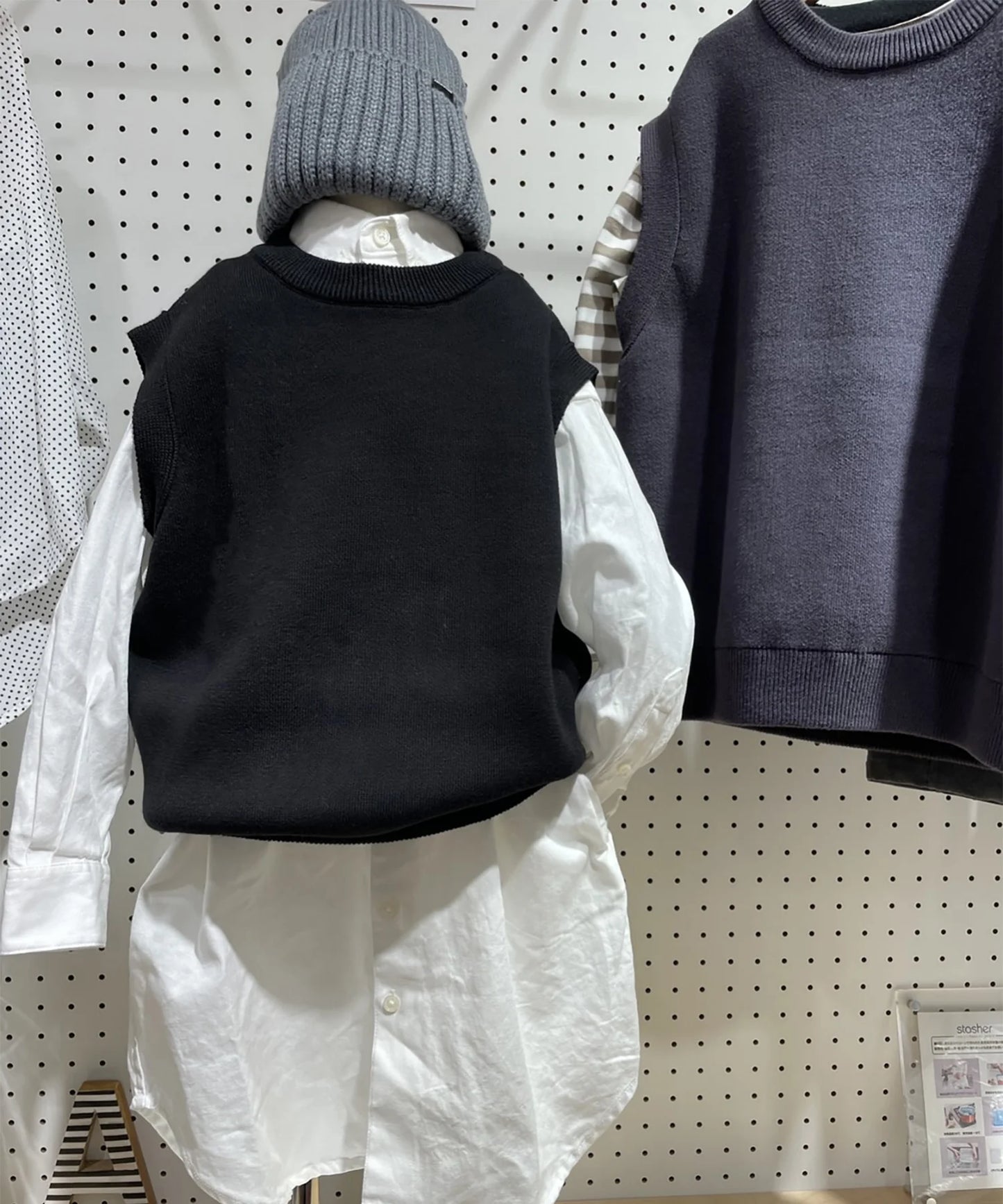 COTTON KNIT VEST  ダブルジャガードルーズベスト［100-145cm］