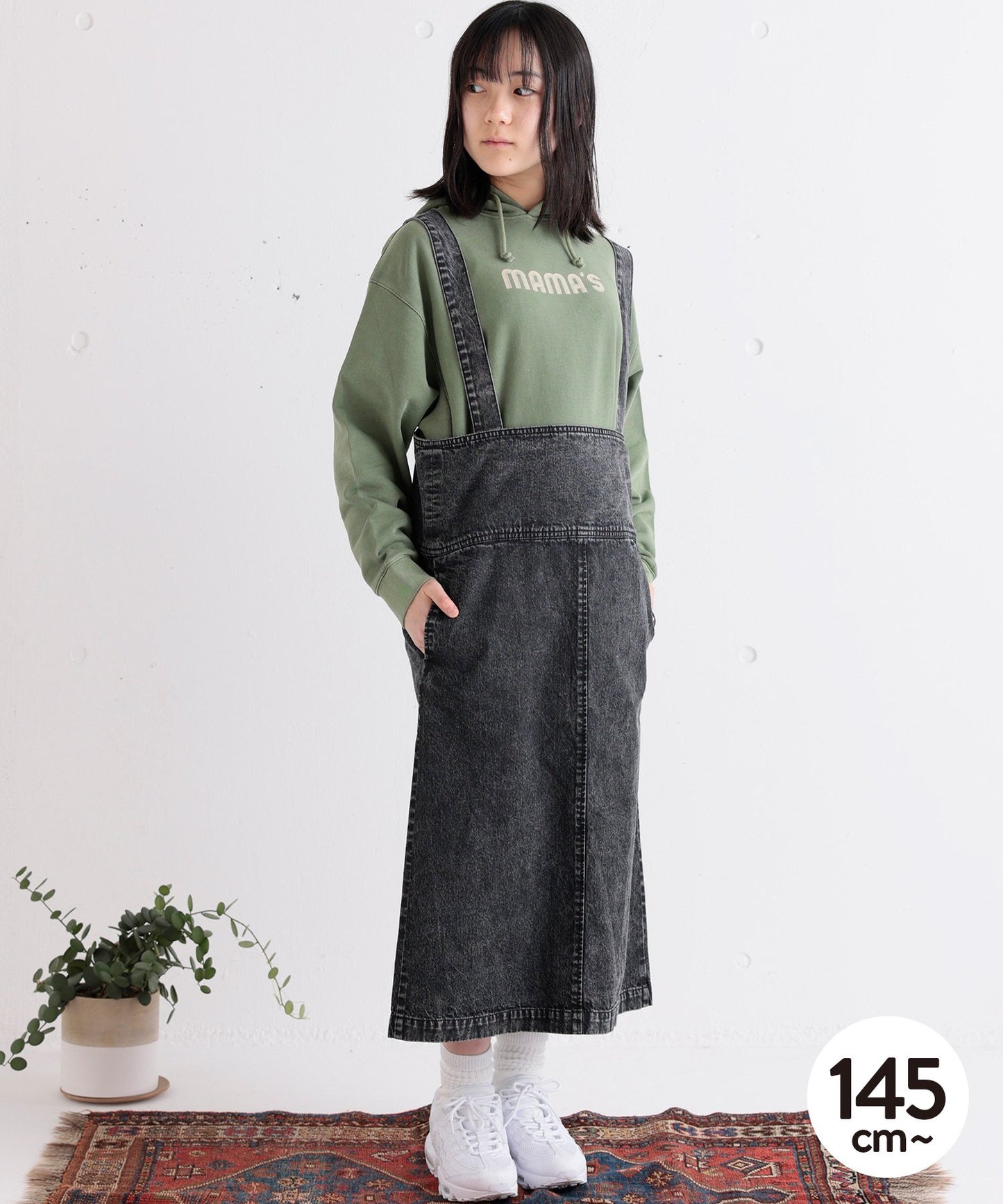 《環境配慮素材》 OG DENIM JUMPER SKIRT オーガニックコットン ブリーチデニム オールシーズン素材［145-165cm］