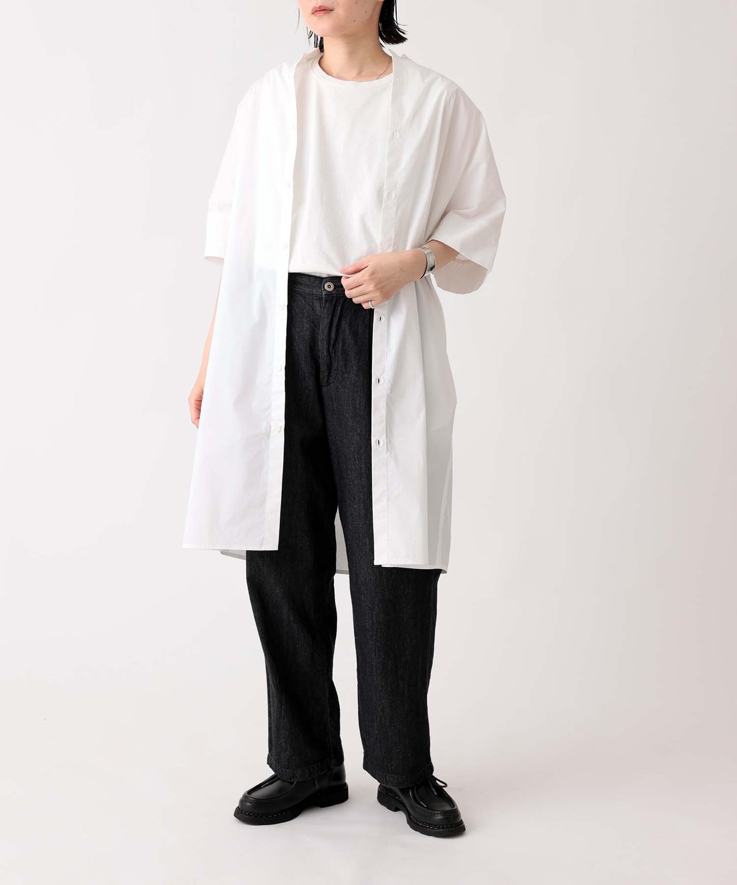 BAND COLLAR H/S SHIRT シェアシャツ 親子兼用