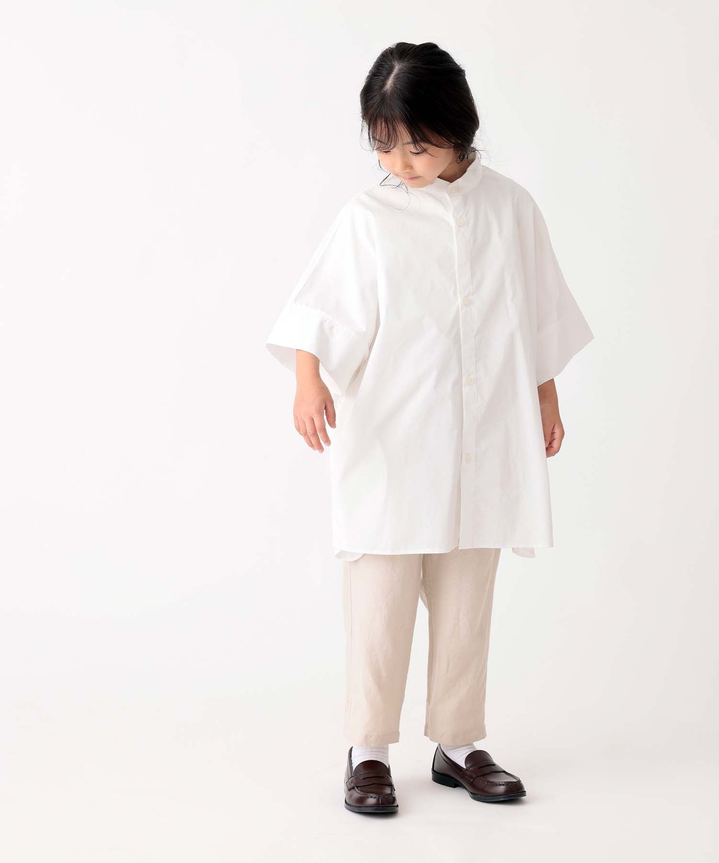 BAND COLLAR H/S SHIRT シェアシャツ 親子兼用