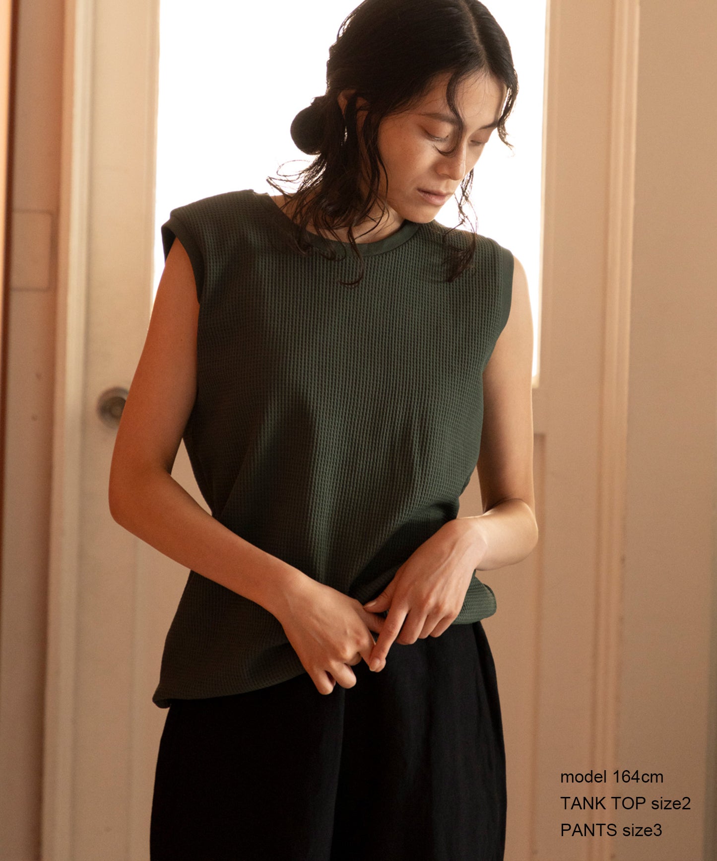 UV CUT WAFFLE TANK TOP UVカット セットアップ対応可