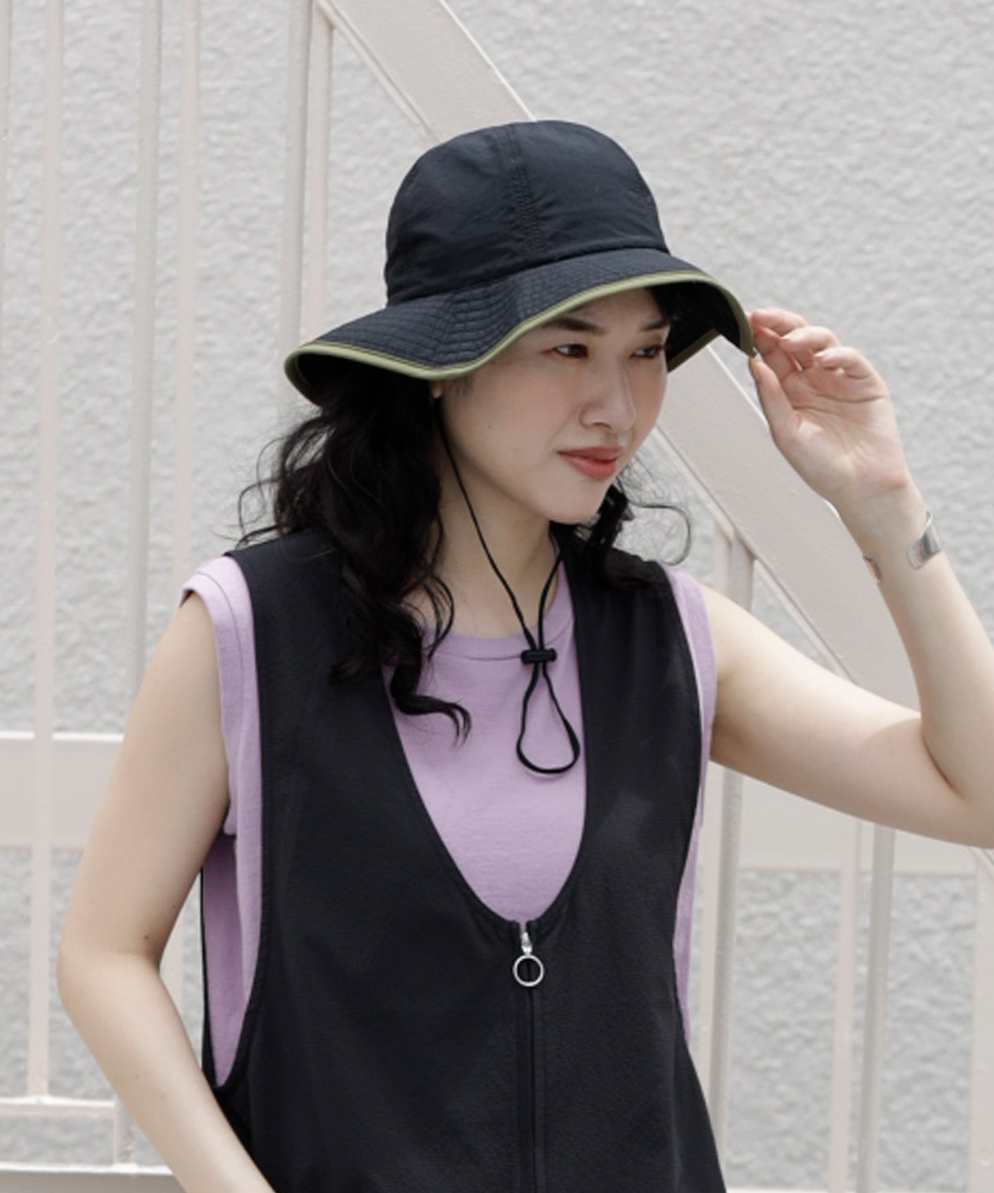 《環境配慮素材》UVCUT NYLON PIPING HAT 紫外線カット 撥水 接触冷感
