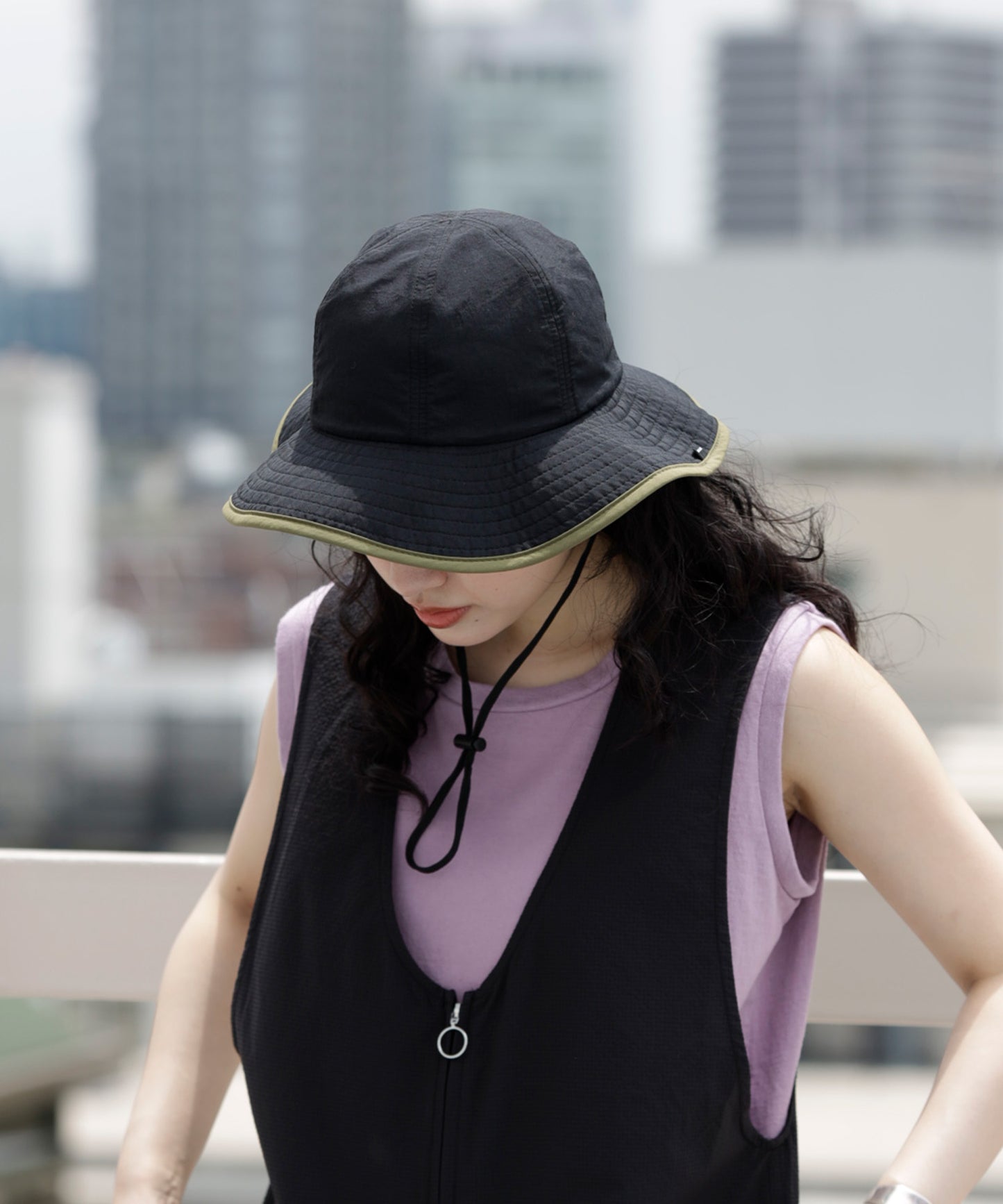 《環境配慮素材》UVCUT NYLON PIPING HAT 紫外線カット 撥水 接触冷感