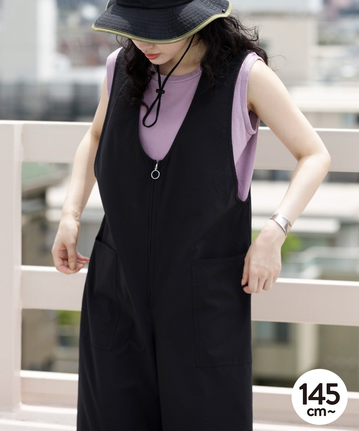 《環境配慮素材》GINGHAM SUCKER SALOPETTE ソロテックス 吸汗速乾