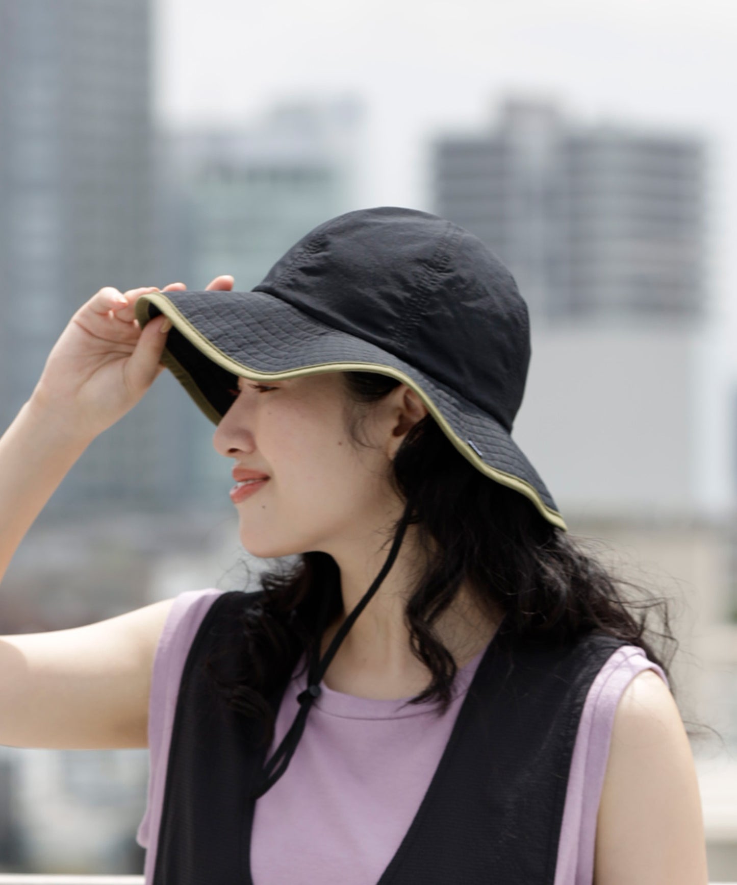 《環境配慮素材》UVCUT NYLON PIPING HAT 紫外線カット 撥水 接触冷感