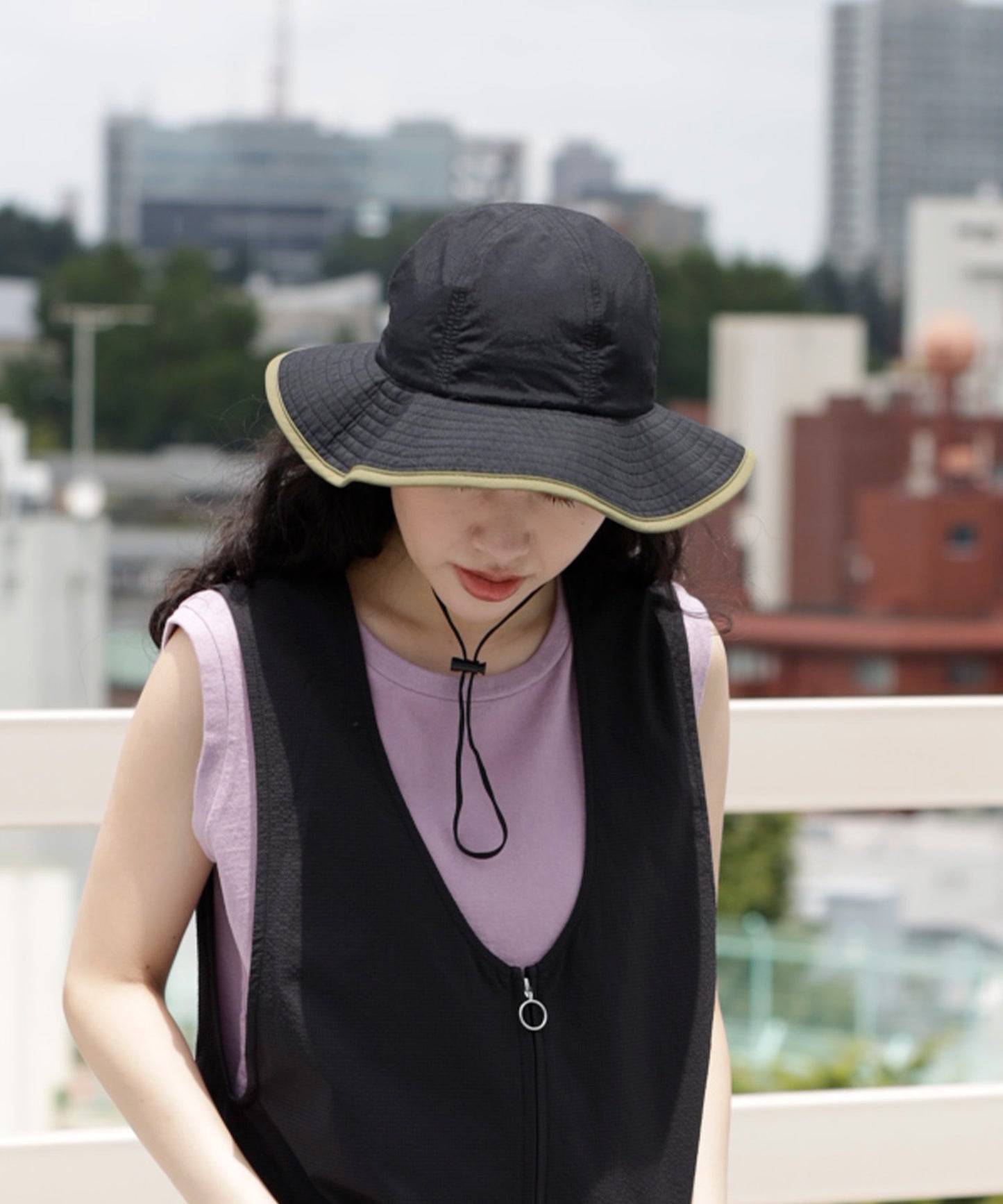 《環境配慮素材》UVCUT NYLON PIPING HAT 紫外線カット 撥水 接触冷感