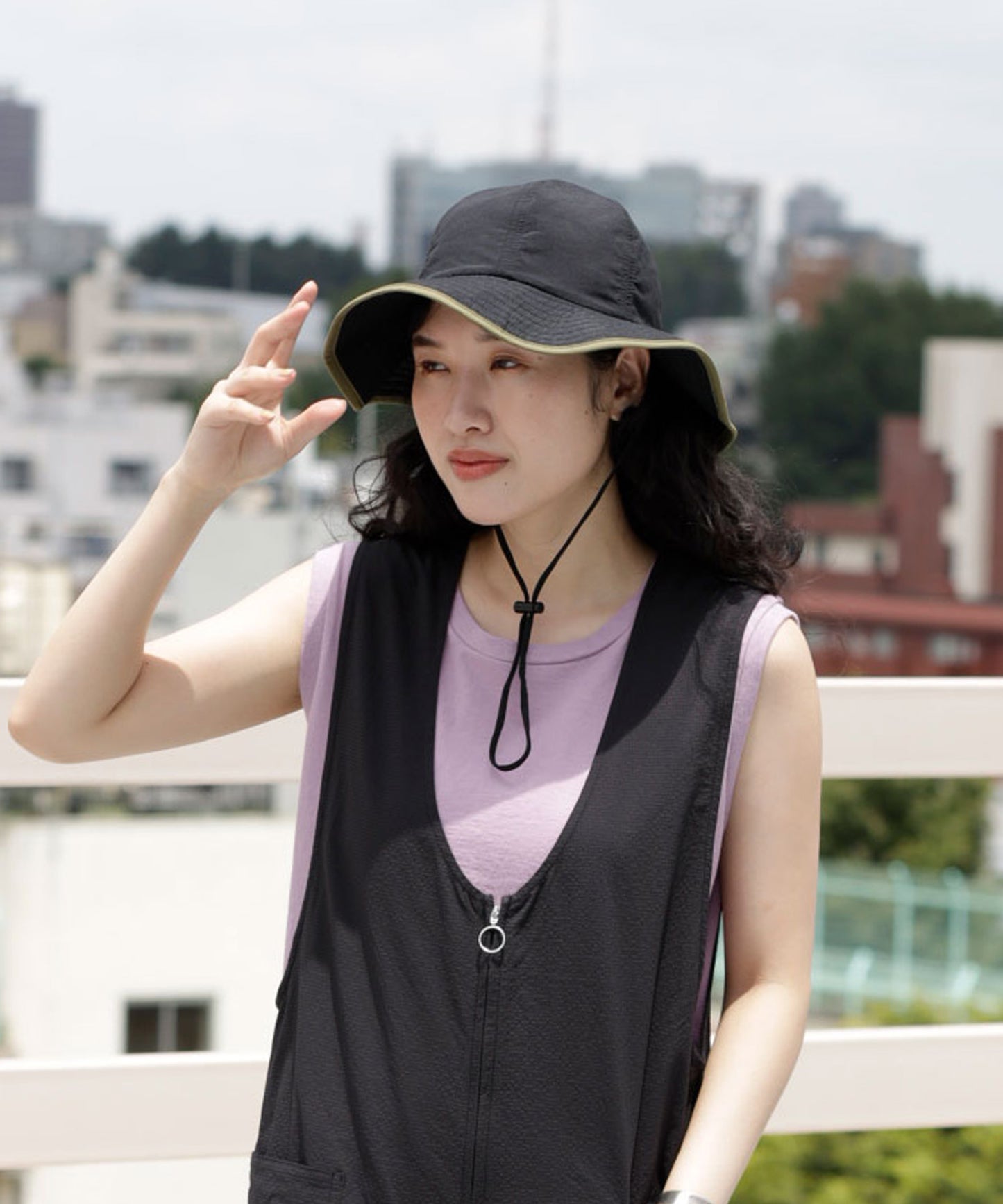 《環境配慮素材》UVCUT NYLON PIPING HAT 紫外線カット 撥水 接触冷感