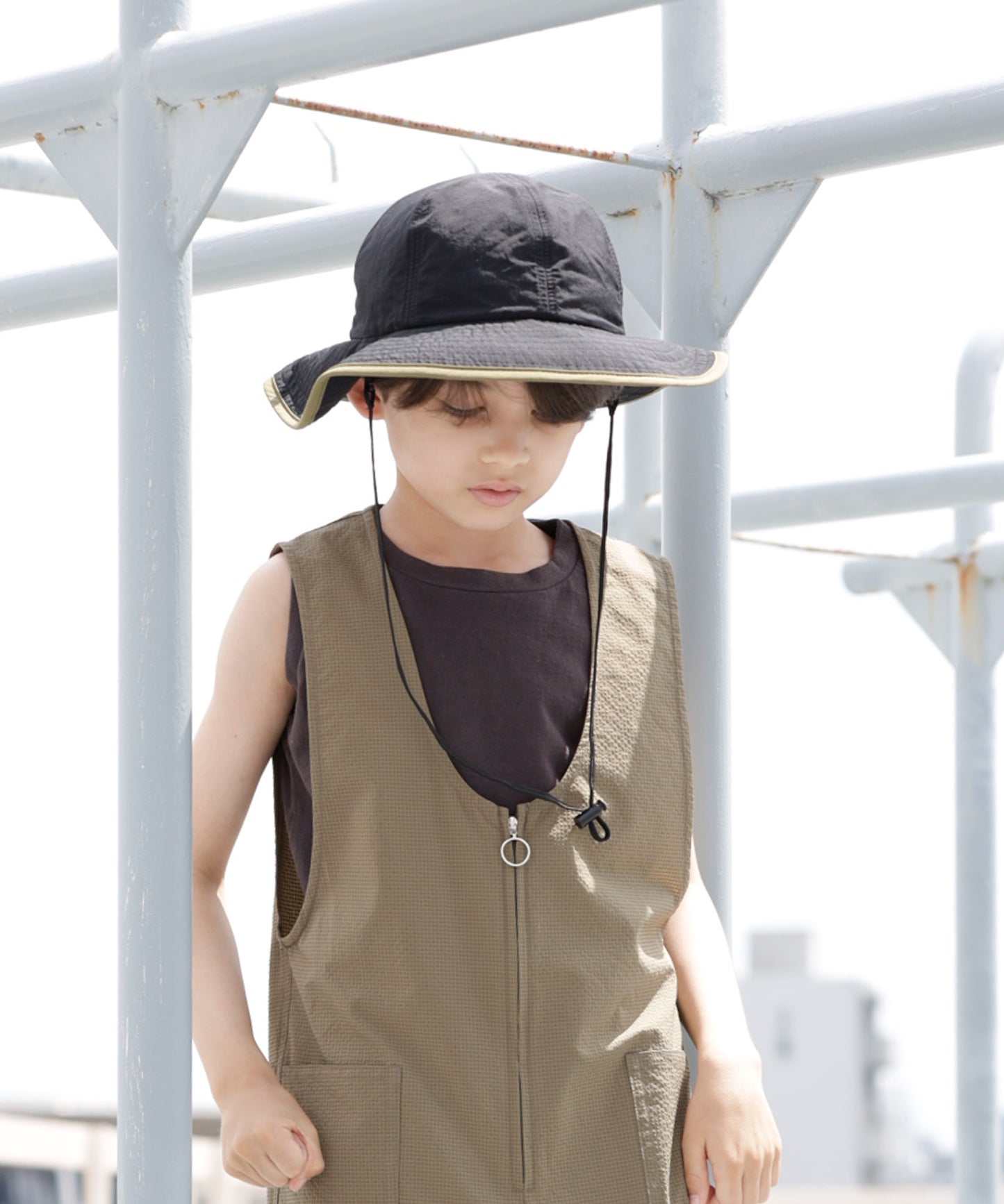 《環境配慮素材》UVCUT NYLON PIPING HAT 紫外線カット 撥水 接触冷感