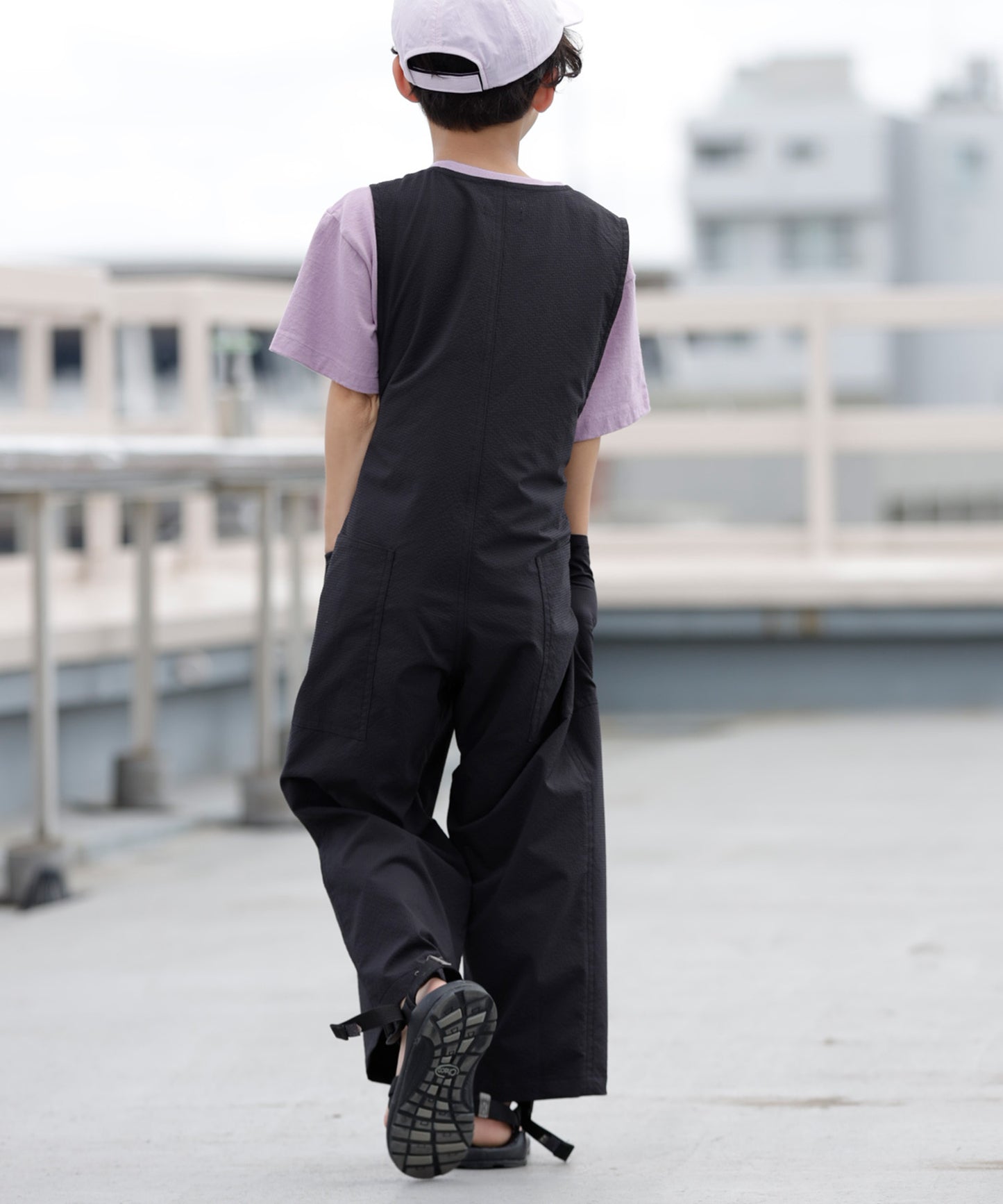 《環境配慮素材》GINGHAM SUCKER SALOPETTE ソロテックス 吸汗速乾