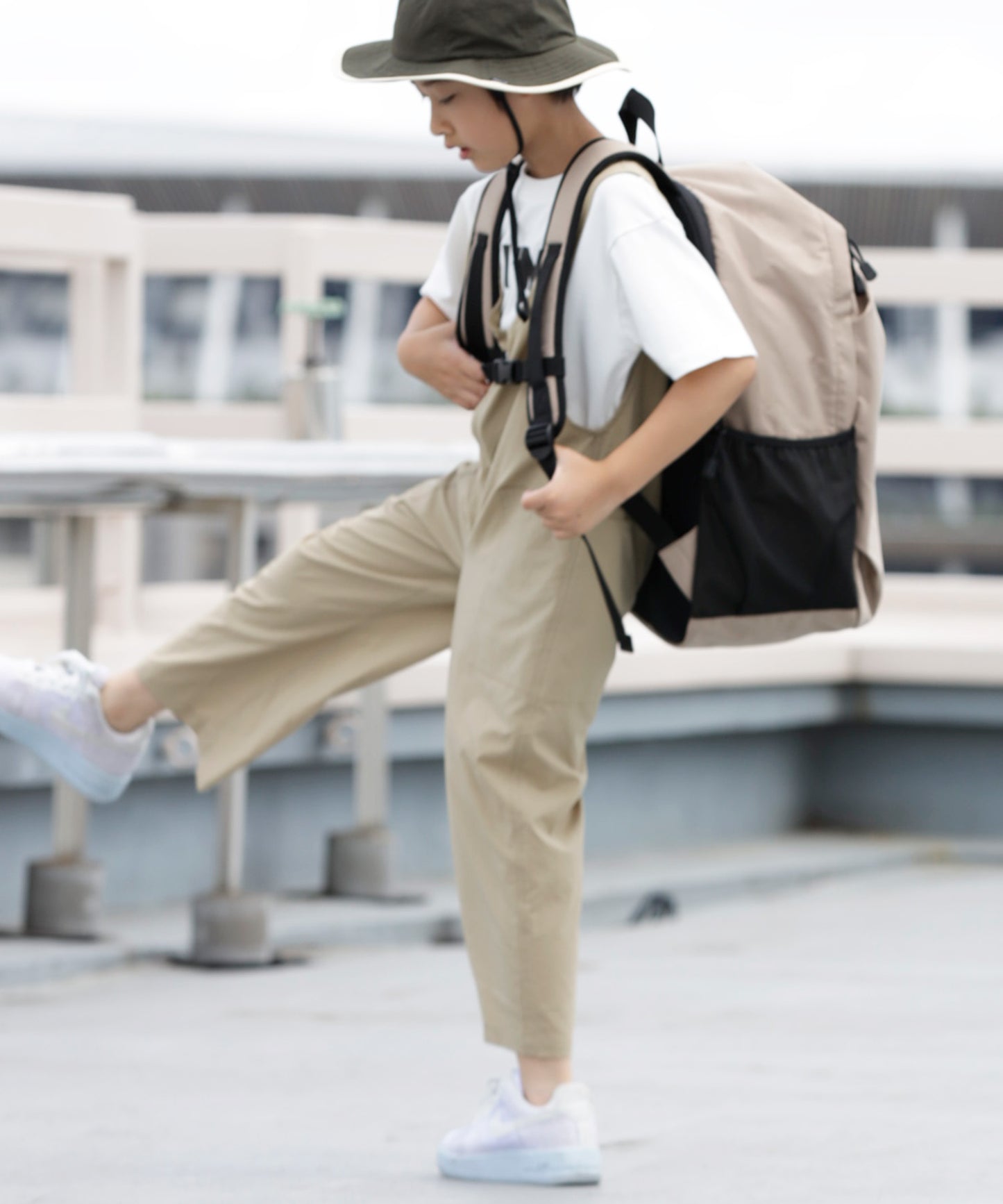 《環境配慮素材》GINGHAM SUCKER SALOPETTE ソロテックス 吸汗速乾