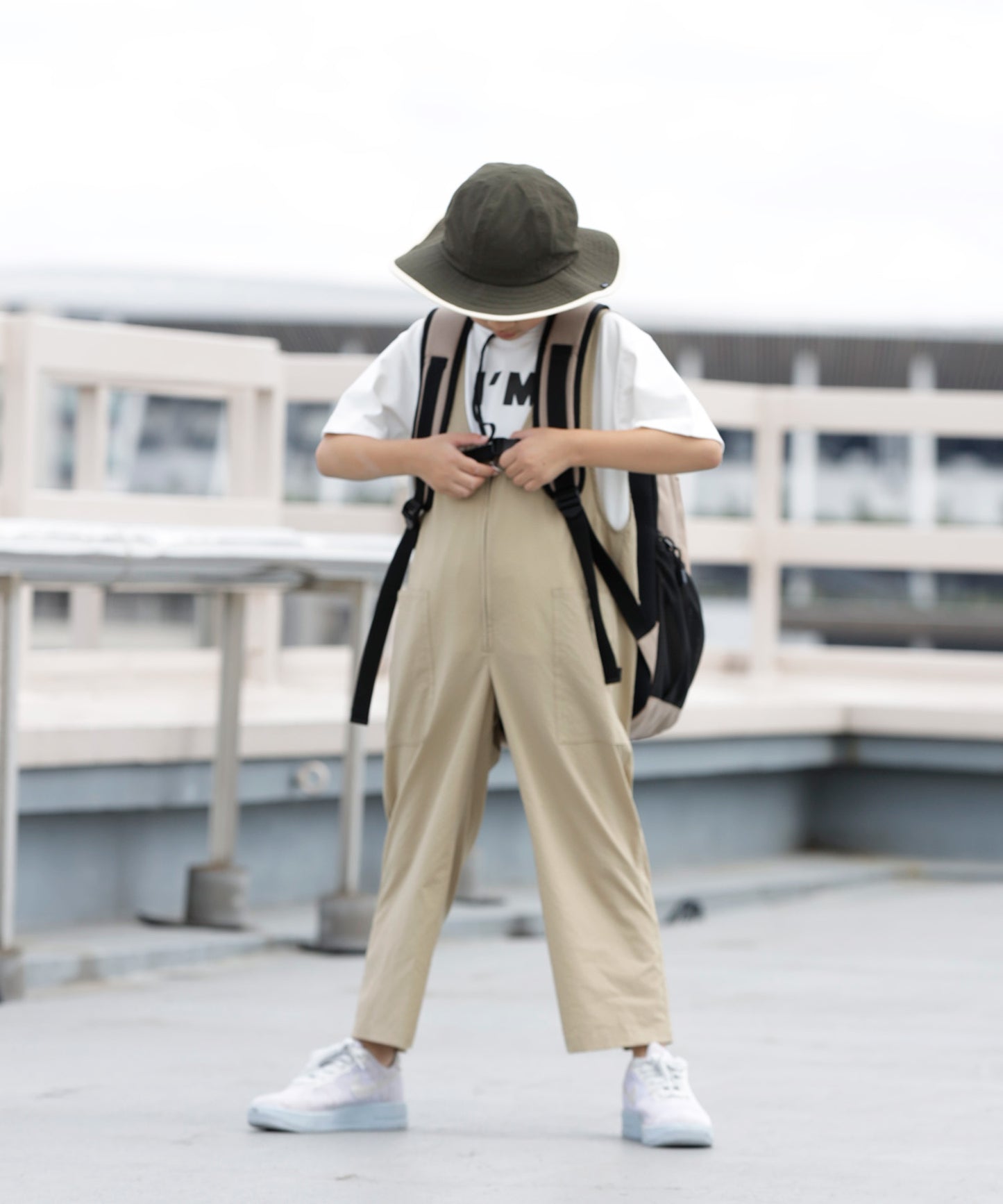 《環境配慮素材》GINGHAM SUCKER SALOPETTE ソロテックス 吸汗速乾