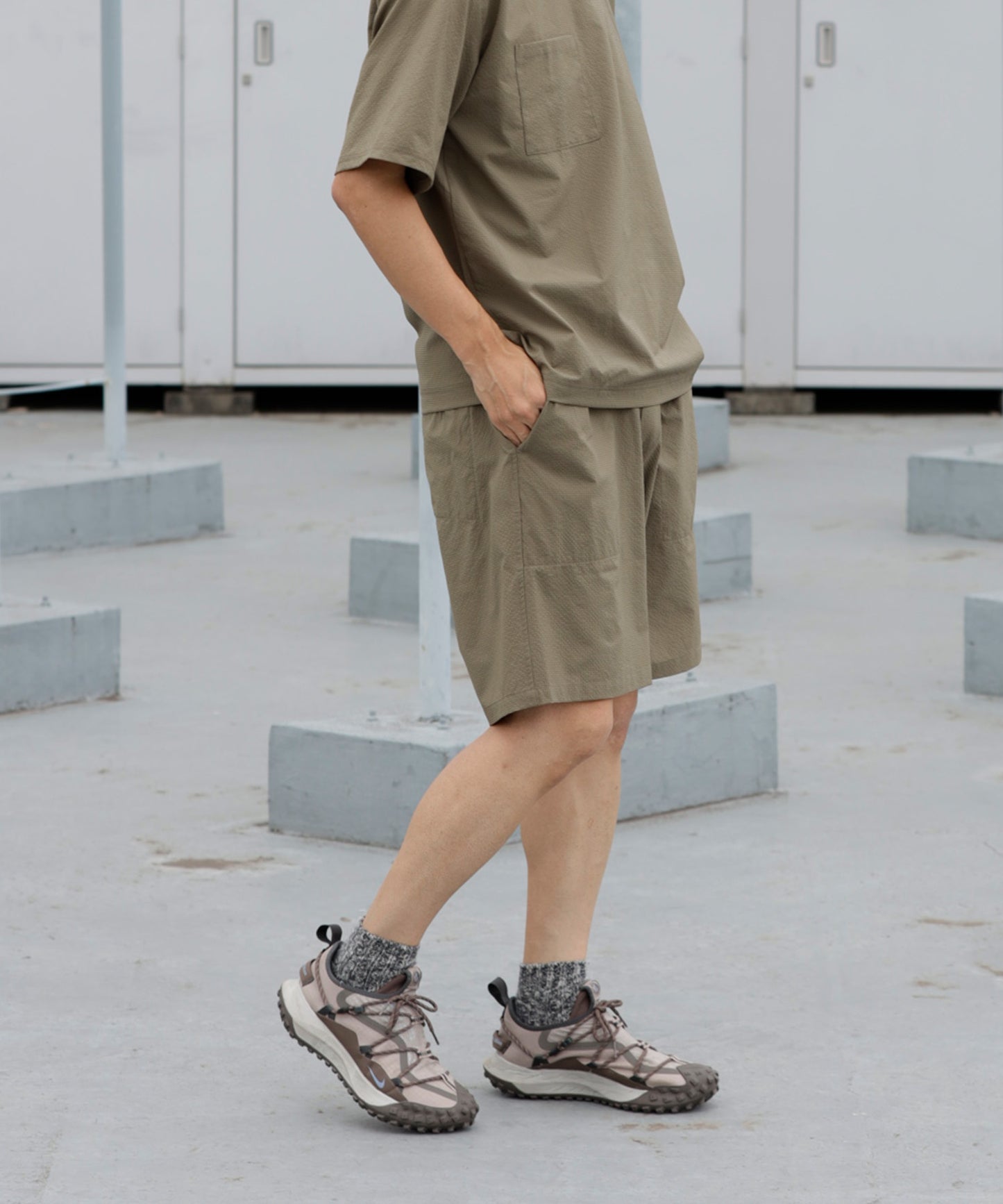 《環境配慮素材》GINGHAM SUCKER SHORTS ソロテックス 吸汗速乾 セットアップ対応