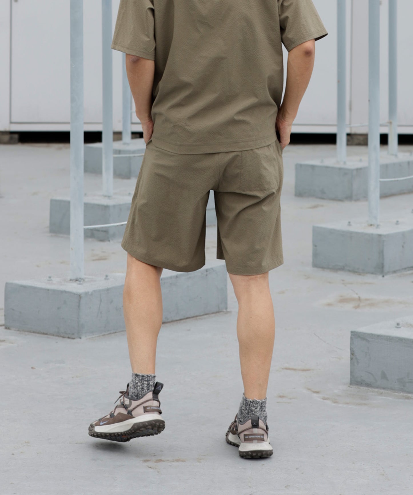 《環境配慮素材》GINGHAM SUCKER SHORTS ソロテックス 吸汗速乾 セットアップ対応