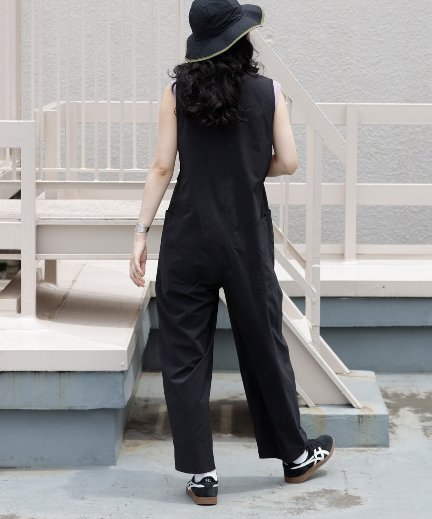 《環境配慮素材》GINGHAM SUCKER SALOPETTE ソロテックス 吸汗速乾