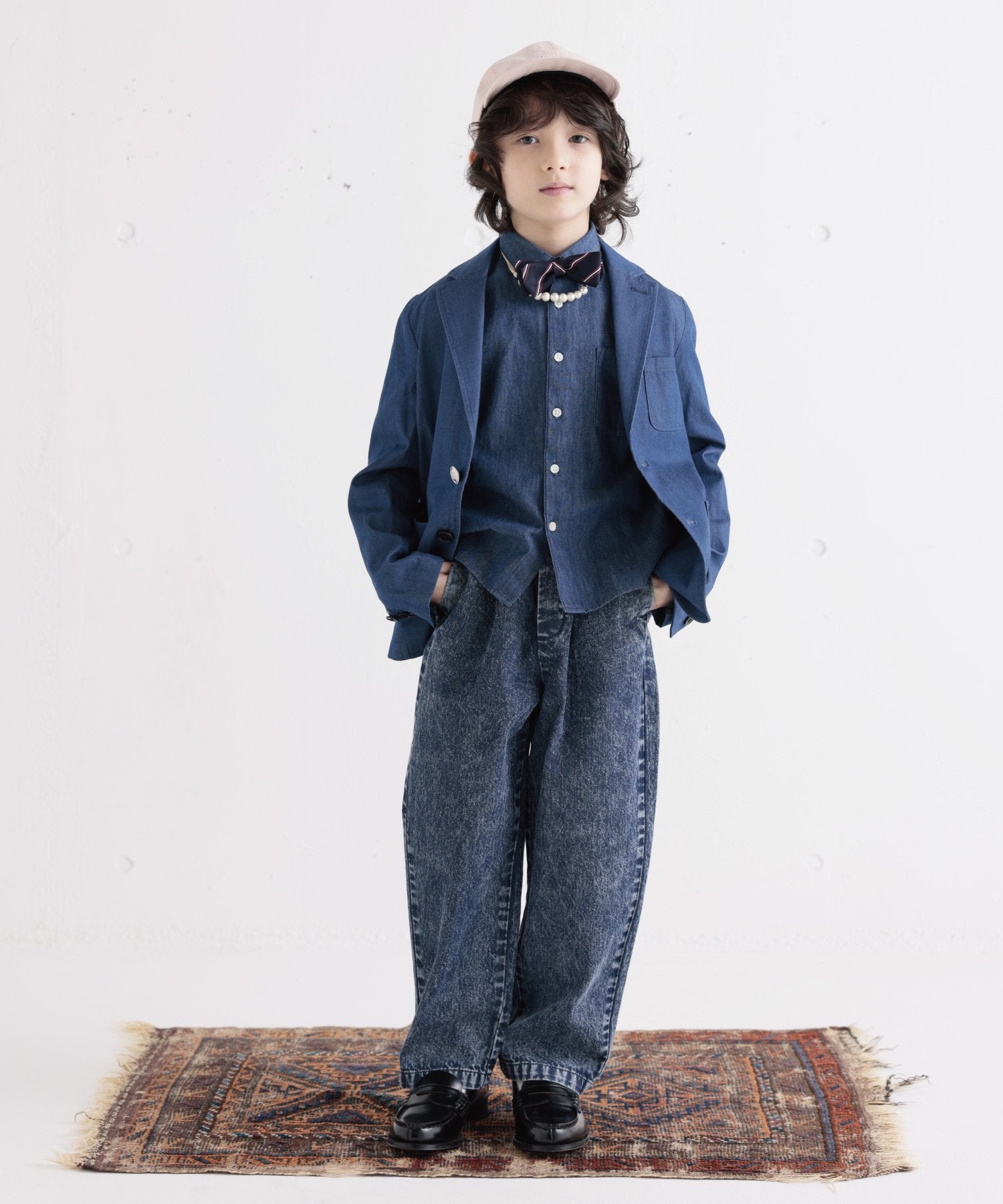 INDIGO BASIC JACKET Thin denim set-up compatible [100-145cm