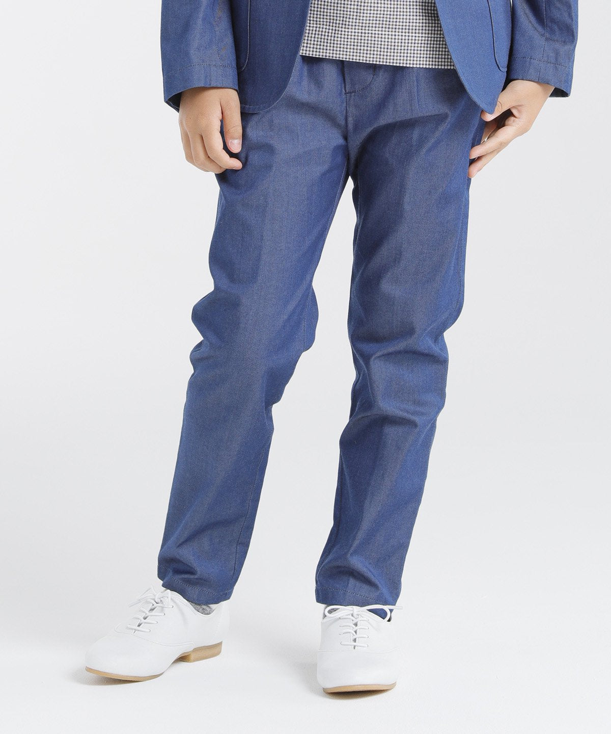 INDIGO BASIC PANTS Thin denim set-up compatible [100-145cm]