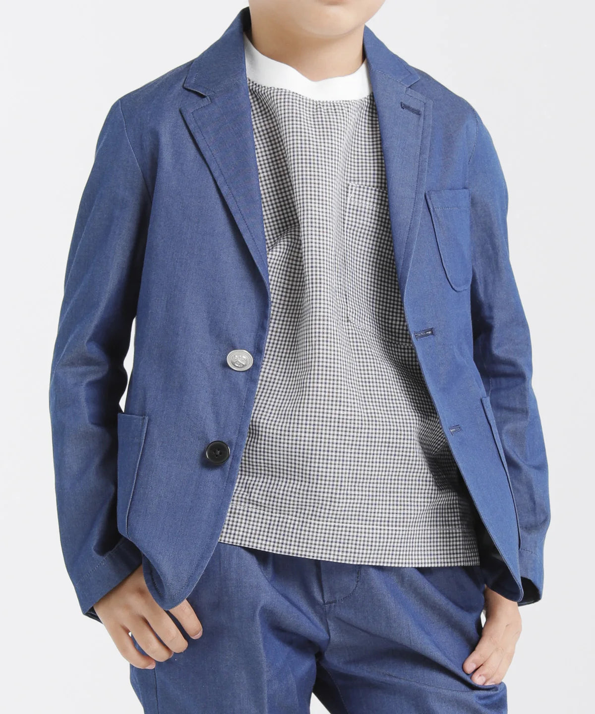 INDIGO BASIC JACKET 薄地デニム セットアップ対応[100-145cm INDIGO BASIC JACKET 薄地デニム セットアップ対応[100-145cm