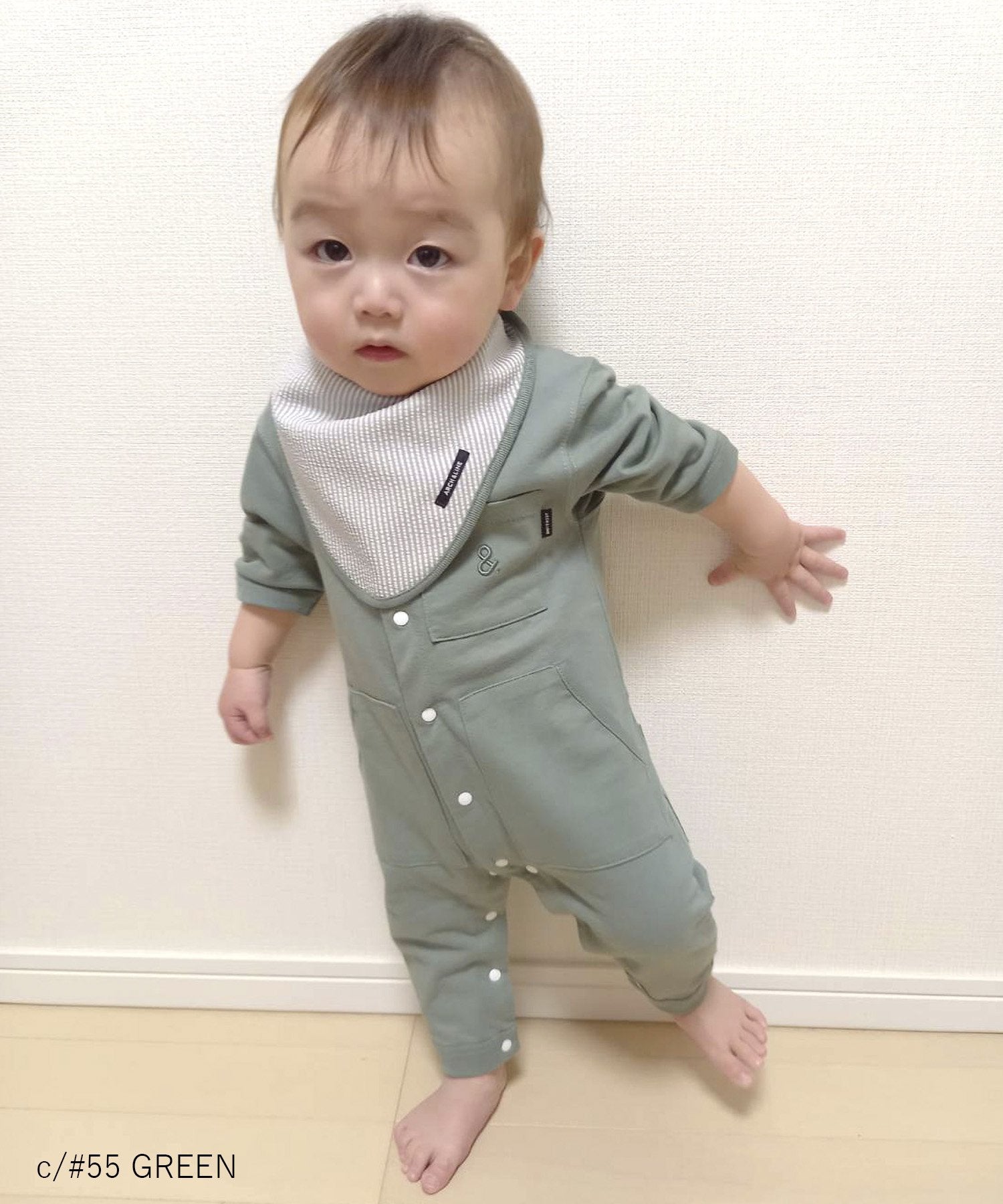 OG FATIGUE L/S ROMPERS オーガニックコットン［9か月～1歳/身長
