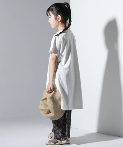 OUTLET G/D CANVAS FLARE DRESS 製品染めワンピ/ポケット付き［100-145cm］