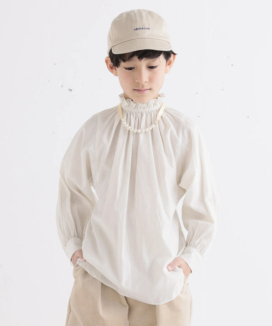 《環境配慮素材》2WAY FRILL BLOUSE フォーマル対応 オンオフ兼用［100-145cm］
