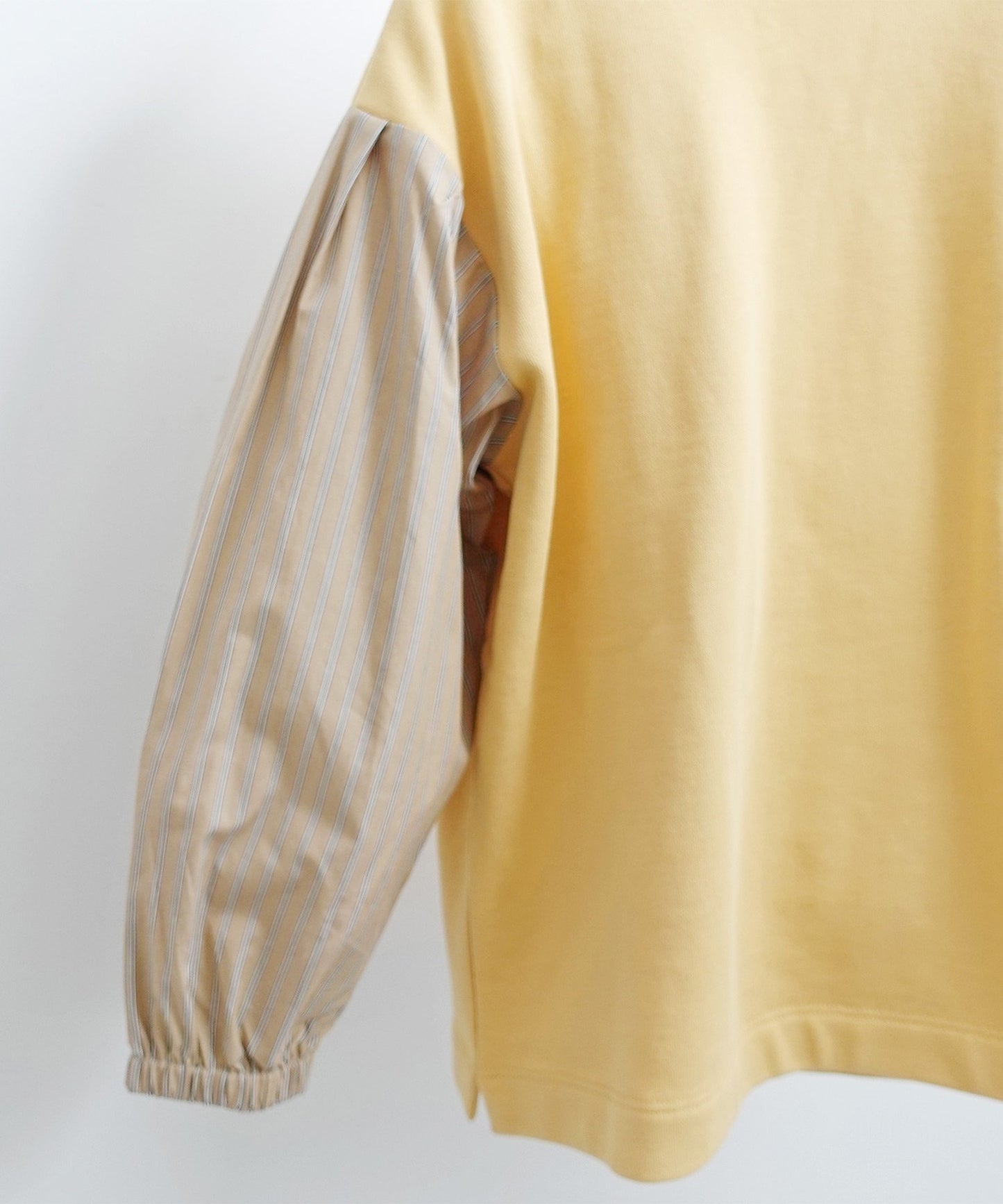[Eco-friendly material] OG CLEAR TERRY LOOP STRIPE SLEEVE PO Organic cotton fleece sleeve switching [145-155cm]