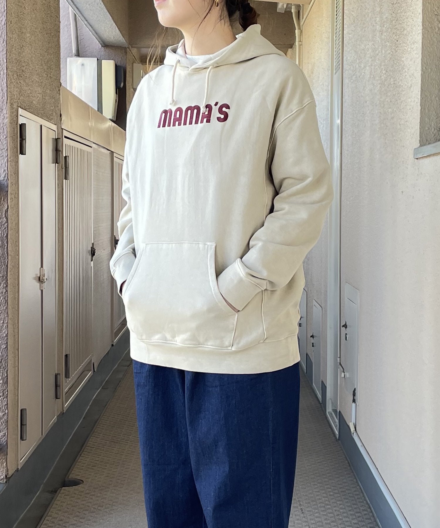 《環境配慮素材》OG CANVAS TERRY LOOP MAMAS HOODIE オーガニックコットン裏毛 製品染め［145-165cm］