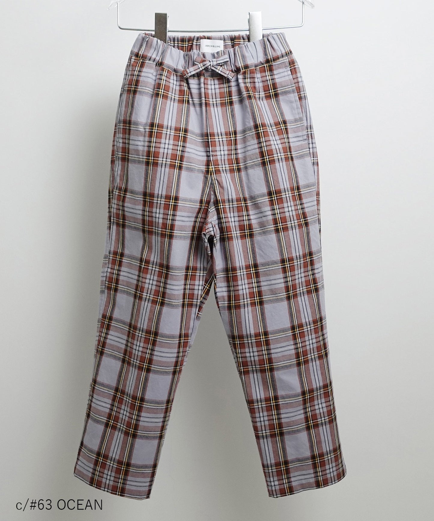 TARTAN EASY PANTS Year-round material Tartan check wide tapered [100-145cm]