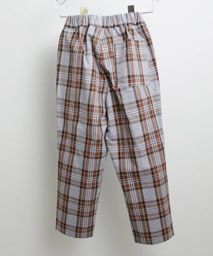 TARTAN EASY PANTS Year-round material Tartan check wide tapered [100-145cm]