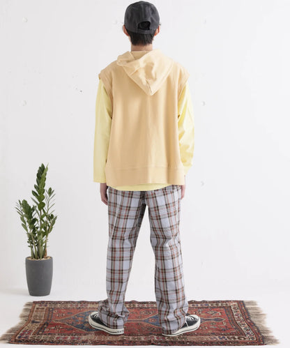 TARTAN EASY PANTS 通年素材 タータンチェック ワイドテーパード［145-175cm］