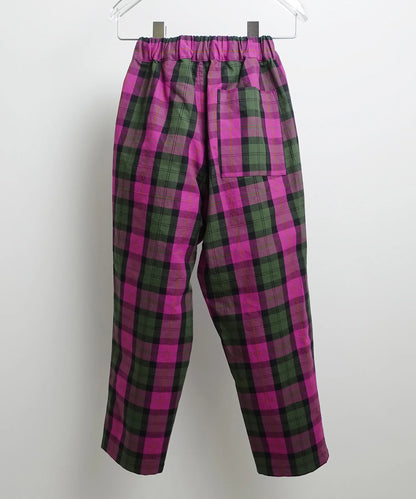 TARTAN EASY PANTS 通年素材 タータンチェック ワイドテーパード［145-175cm］