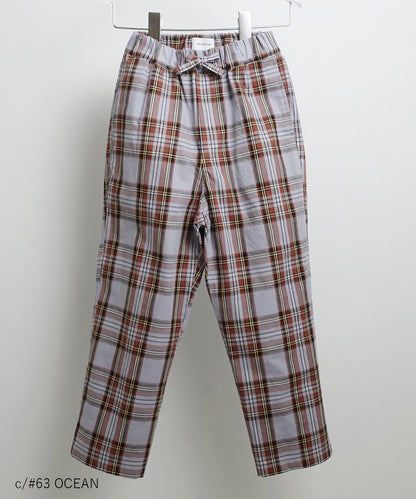 TARTAN EASY PANTS 通年素材 タータンチェック ワイドテーパード［145-175cm］