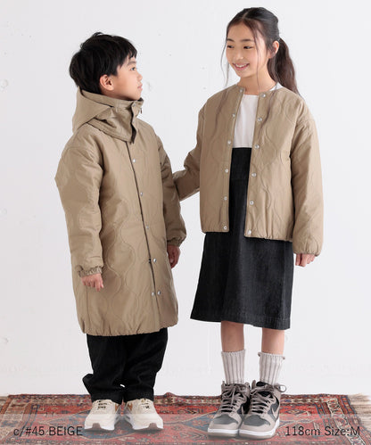 [Environmentally friendly material] KAPOK REVERSIBLE COAT with Snoodie, water repellent, animal free [100-145cm]