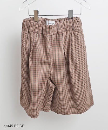[Environmentally friendly material] RECYCLED CHECK NEUTRAL SHORTS Recycled polyester [100-145cm]