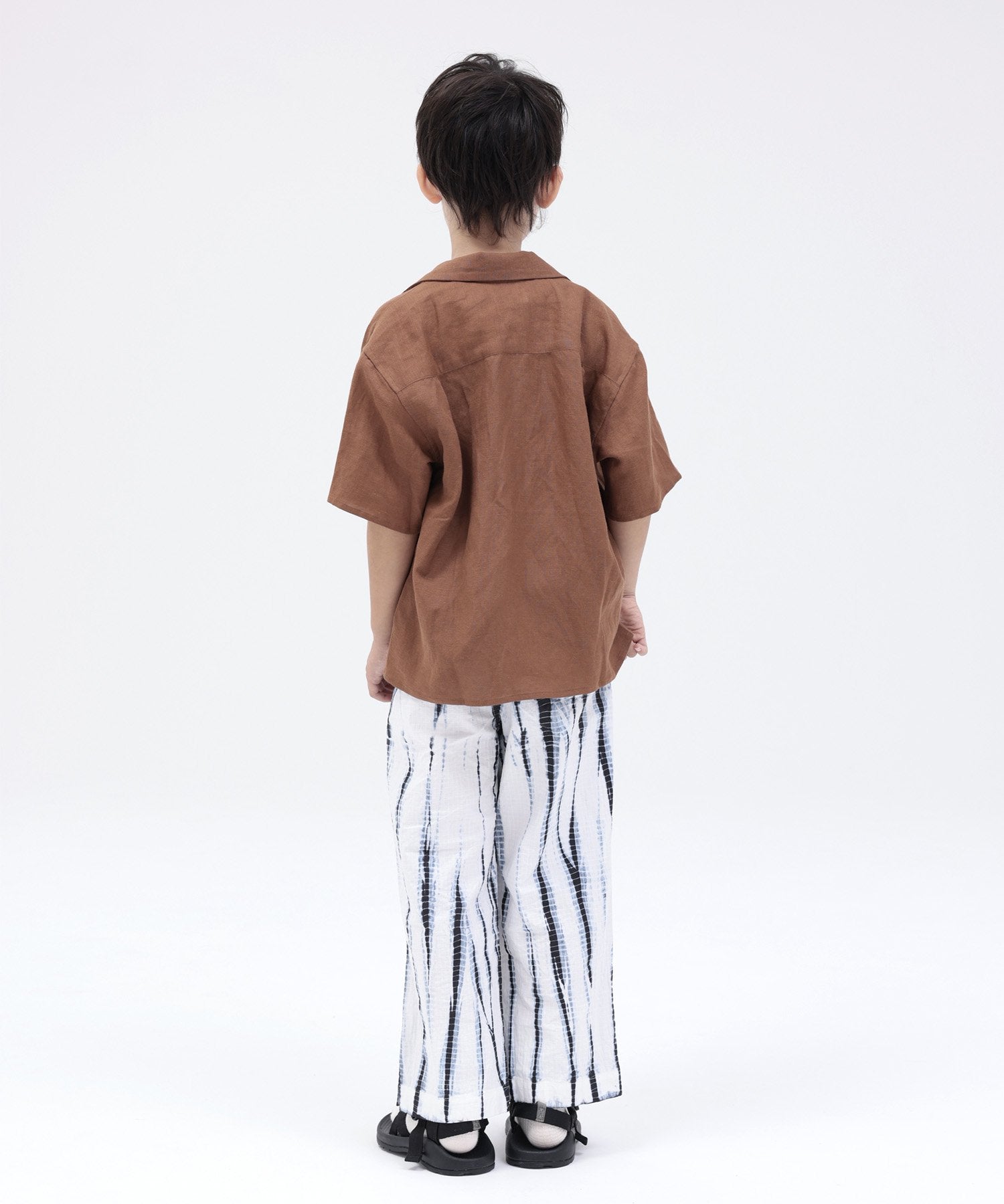 環境配慮素材》LINEN/RAYON OPEN COLLAR SHIRT 接触冷感 オンオフ兼用