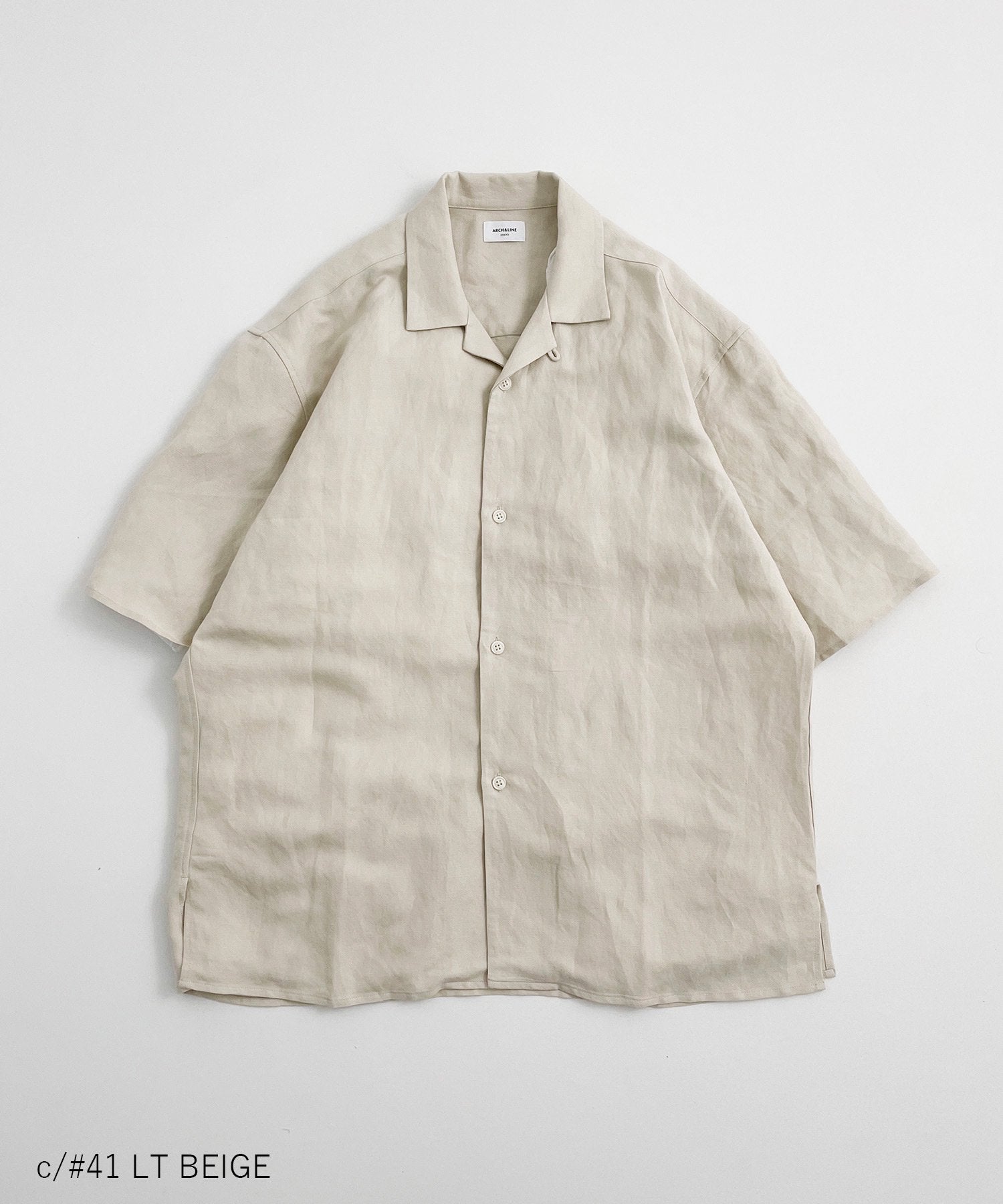 環境配慮素材》LINEN/RAYON OPEN COLLAR SHIRT 接触冷感