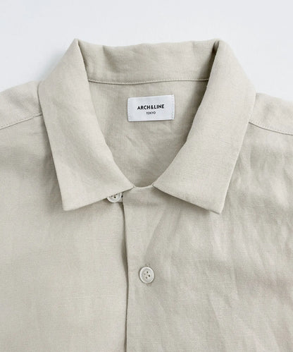 [Environmentally friendly material] LINEN/RAYON OPEN COLLAR SHIRT Cool touch feeling On/off use Setup compatible [145-175cm]