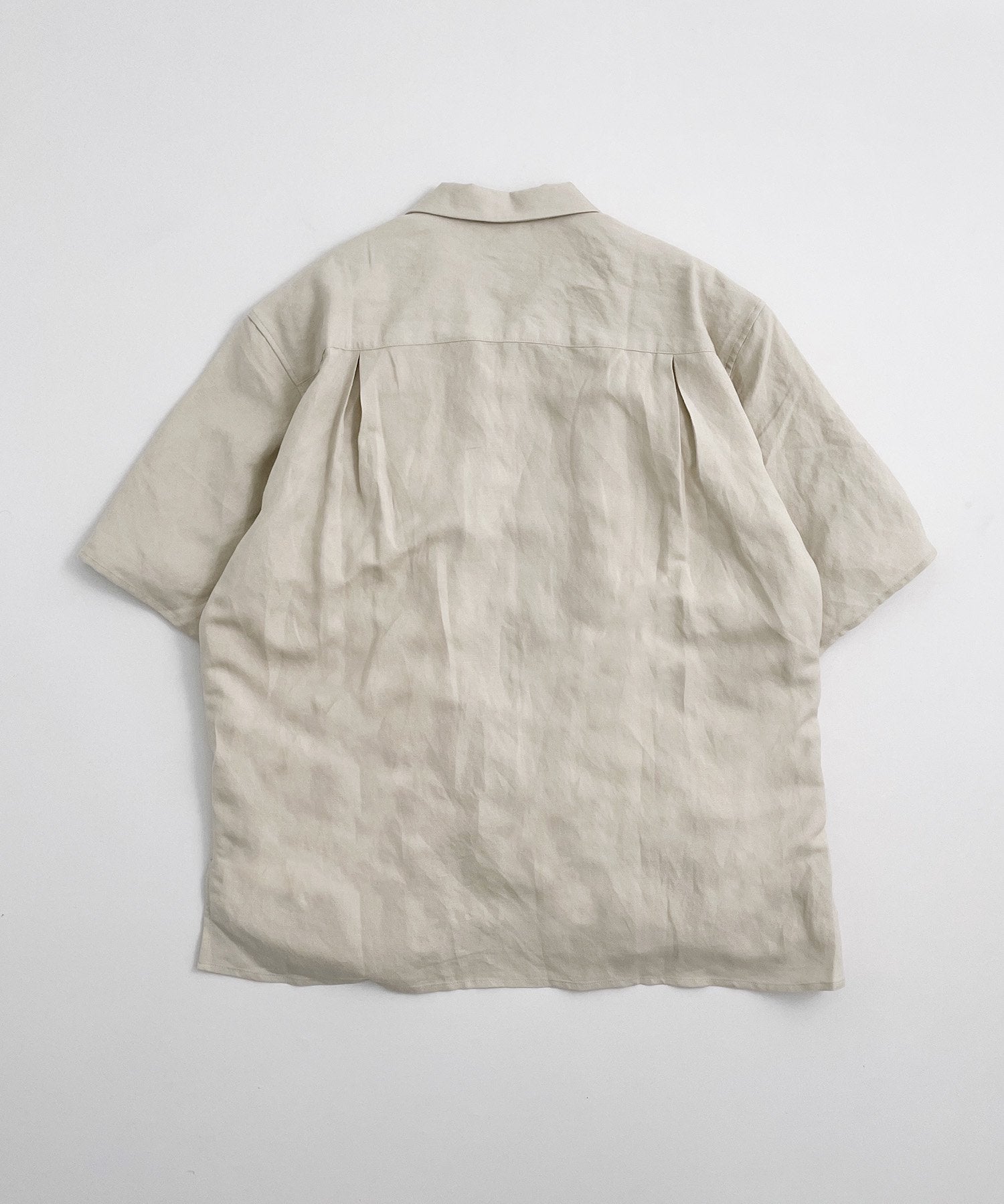 環境配慮素材》LINEN/RAYON OPEN COLLAR SHIRT 接触冷感 オンオフ兼用