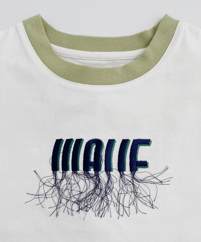 [Eco-friendly material] OG COTTON WAVE TEE Organic cotton wide embroidery [95-145cm] 
