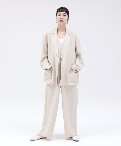 《Environmentally friendly material》LINEN/RAYON V/N SALOPETTE Cool touch feeling On/off use Setup compatible [145-165cm]