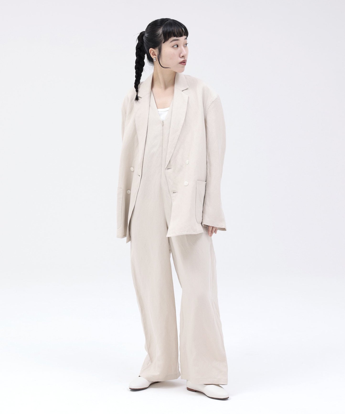 [Environmentally friendly material] LINEN/RAYON JACKET Cool touch feeling On/off use Setup compatible [145-175cm]