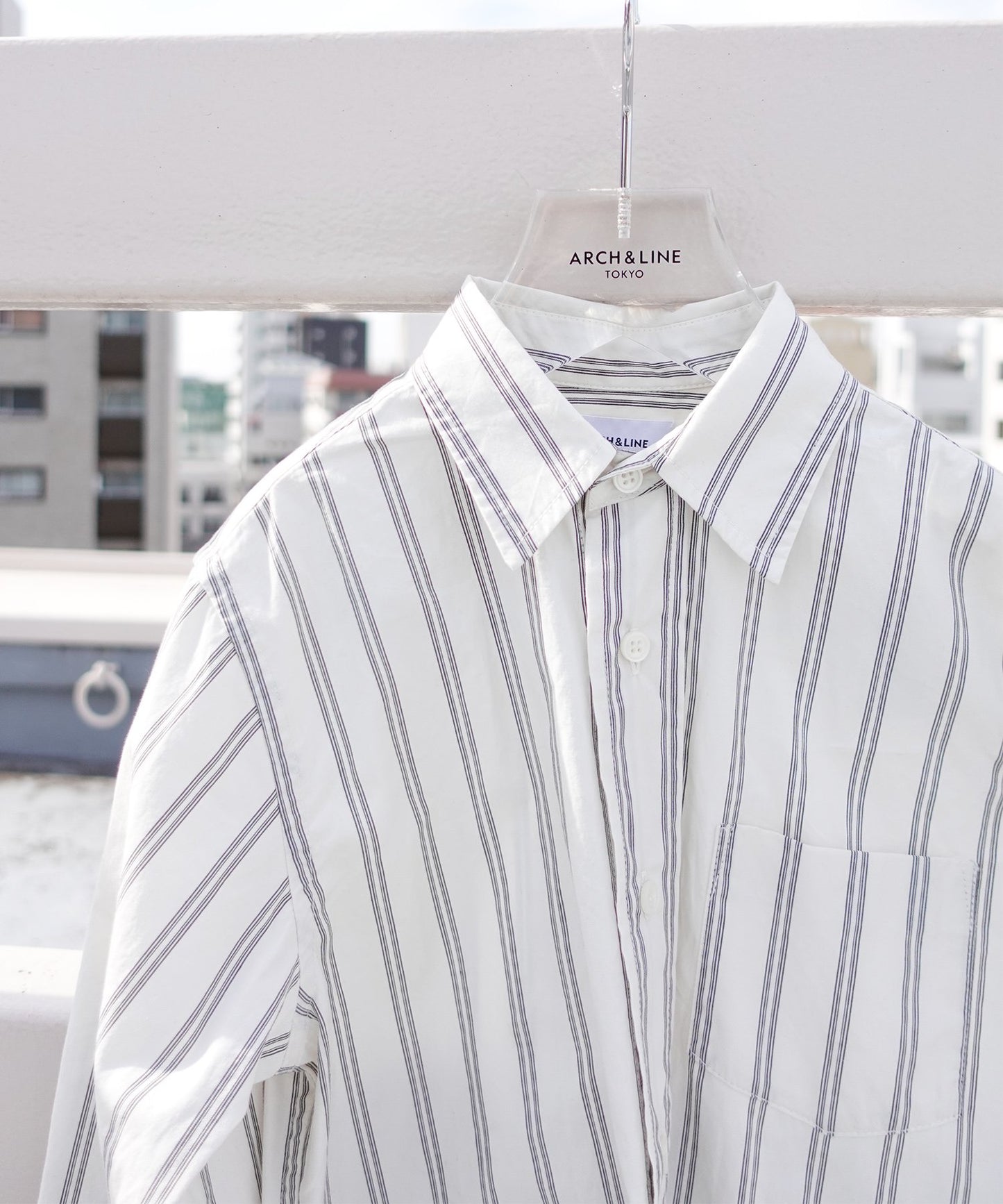 COTTON STRIPE SHIRT オンオフ兼用 コットン［100-145cm］