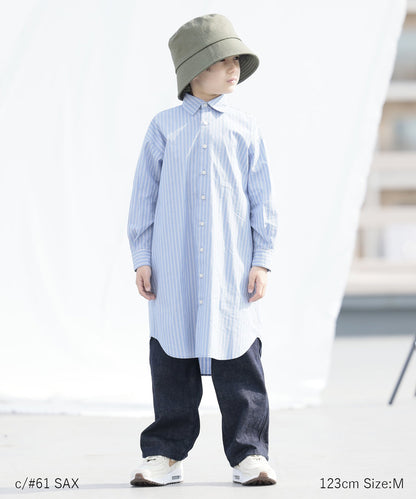 COTTON STRIPE DRESS オンオフ兼用 ロングシャツ［115-145cm］