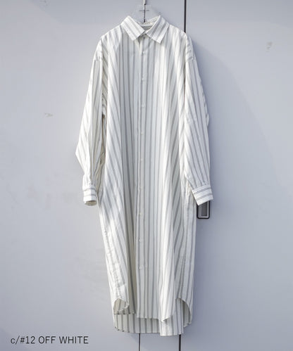 COTTON STRIPE DRESS Long shirt for both on and off [155-165cm]