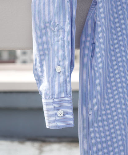 COTTON STRIPE DRESS オンオフ兼用  ロングシャツ［155-165cm］
