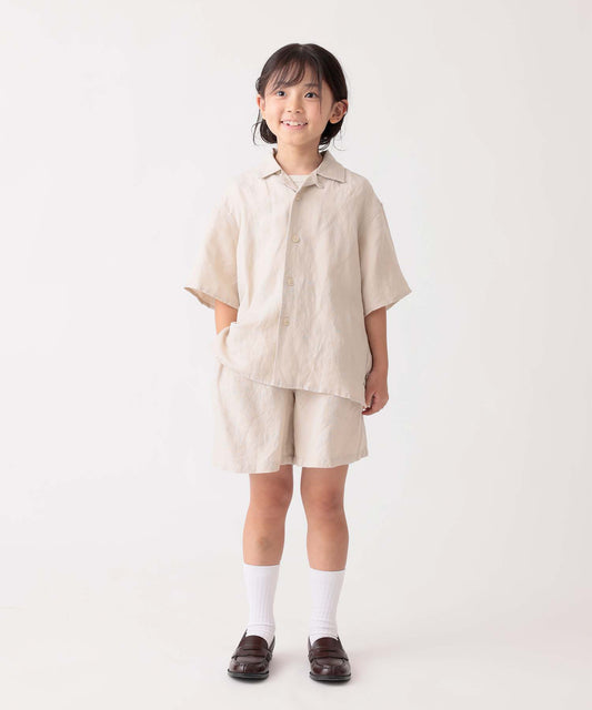 《環境配慮素材》LINEN/RAYON NEUTRAL SHORTS 接触冷感 オンオフ兼用 セットアップ対応［100-145cm］