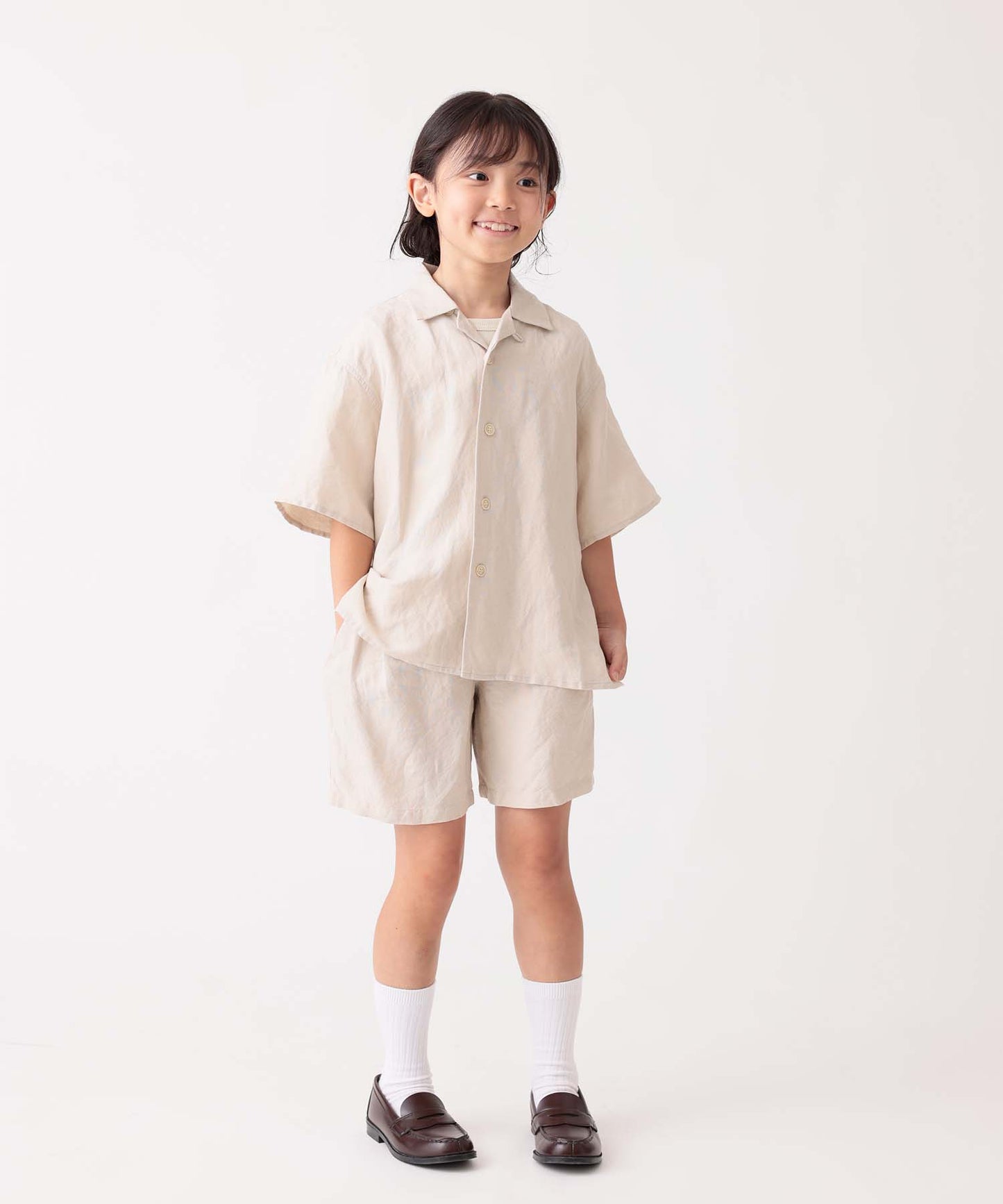 [Environmentally friendly material] LINEN/RAYON NEUTRAL SHORTS Cool touch feeling On/off use Setup compatible [100-145cm]