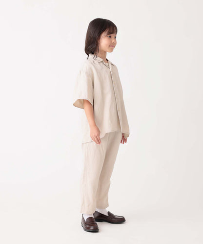 《環境配慮素材》LINEN/RAYON EASY PANTS 接触冷感 オンオフ兼用 セットアップ対応［115-145cm］