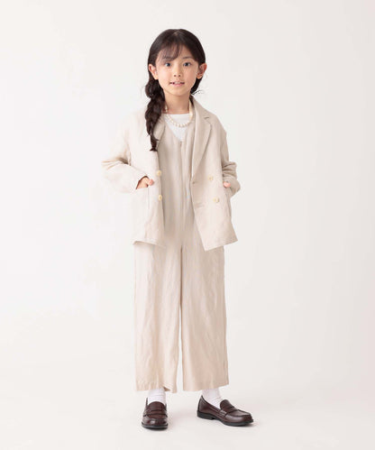 [Environmentally friendly material] LINEN/RAYON V/N SALOPETTE Cool touch feeling On/off use Setup compatible [115-145cm]